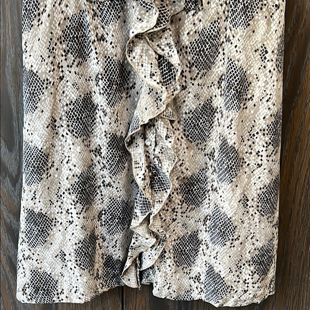 100% Silk International Concepts Ruffled Snake Print Dress, Baby Doll Fairy, 10 - Picture 6 of 11
